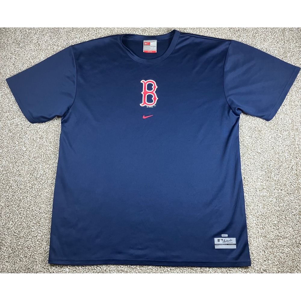 Nike Fit Boston Red Sox MLB Authentic Center Swoosh Performance Shirt Mens Large